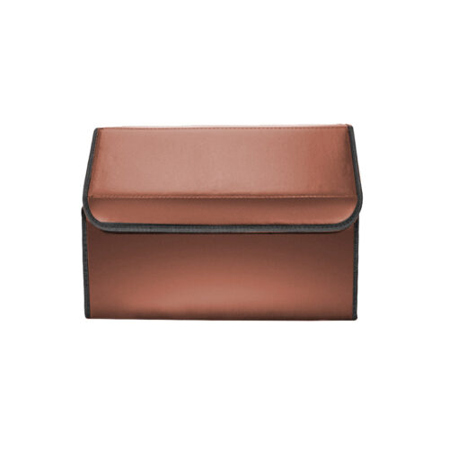 Leather Car Boot Collapsible Folding Cargo Organizer Portable Storage Box Coffee Small - Image 4