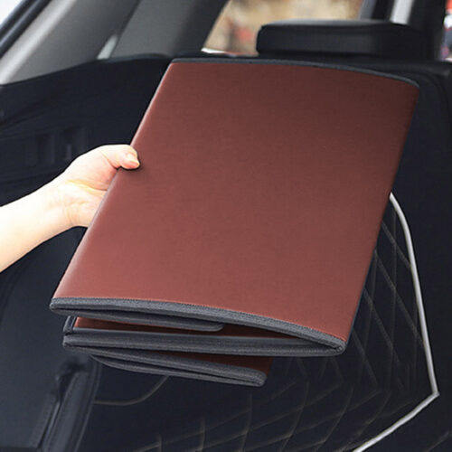 Leather Car Boot Collapsible Folding Cargo Organizer Portable Storage Box Coffee Small - Image 7