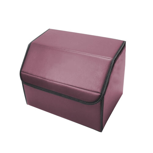 Leather Car Boot Collapsible Folding Cargo Organizer Portable Storage Box Red Small - Image 3