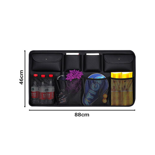 High Quality Leather Car Rear Back Seat Storage Bag Organizer Interior Accessories Black - Image 2