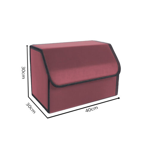 Leather Car Boot Collapsible Folding Cargo Organizer Portable Storage Box Red Medium - Image 2