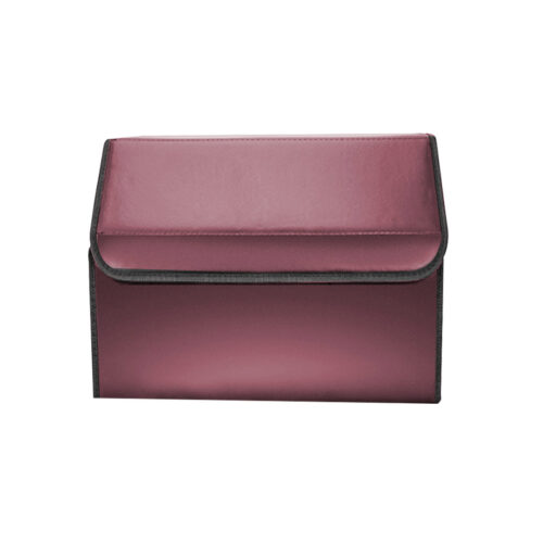 Leather Car Boot Collapsible Folding Cargo Organizer Portable Storage Box Red Medium - Image 4