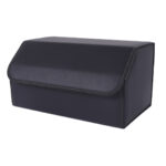 Leather Car Boot Collapsible Folding Cargo Organizer Portable Storage Box Black Large