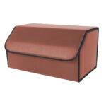 Leather Car Boot Collapsible Folding Cargo Organizer Portable Storage Box Coffee Large