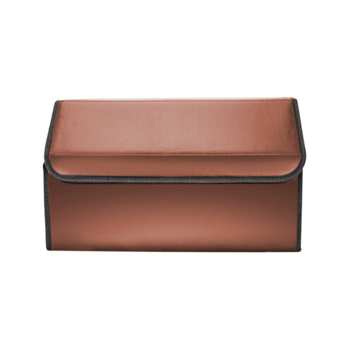 Leather Car Boot Collapsible Folding Cargo Organizer Portable Storage Box Coffee Large - Image 4