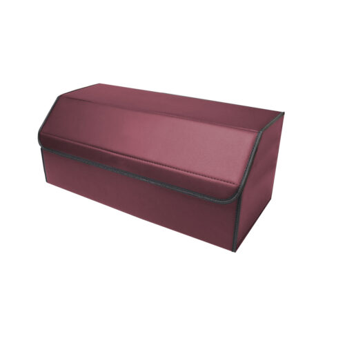 Leather Car Boot Collapsible Folding Cargo Organizer Portable Storage Box Red Large - Image 3