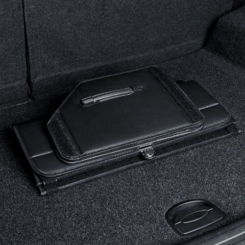 Leather Car Boot Collapsible Folding Cargo Organizer Portable Storage Box with Lock Black Medium - Image 3
