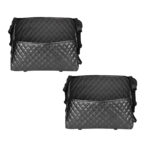 2x Black Leather Car Storage Portable Hanging Organizer Backseat Multi-Purpose Interior Accessories Bag