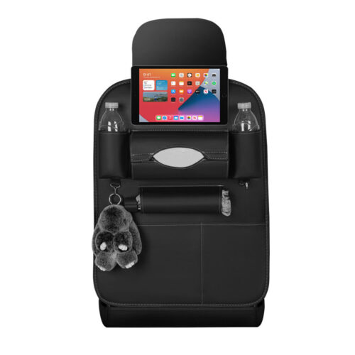 2x PVC Leather Car Back Seat Storage Bag Multi-Pocket Organizer Backseat iPad Mini Holder Black - Image 3