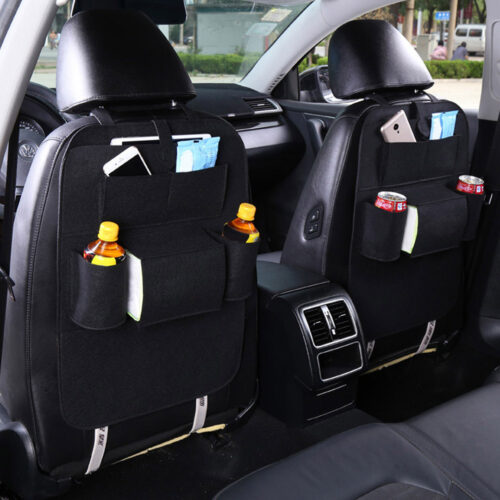 2x PVC Leather Car Back Seat Storage Bag Multi-Pocket Organizer Backseat iPad Mini Holder Black - Image 4