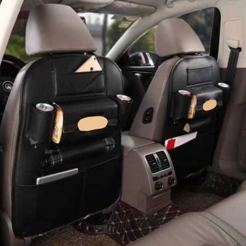 2x PVC Leather Car Back Seat Storage Bag Multi-Pocket Organizer Backseat iPad Mini Holder Black - Image 6