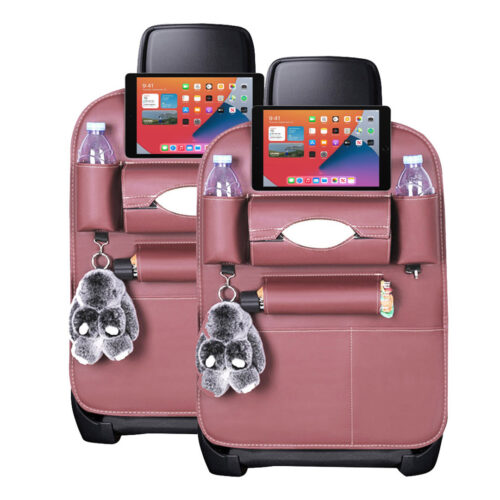 2x PVC Leather Car Back Seat Storage Bag Multi-Pocket Organizer Backseat iPad Mini Holder Coffee