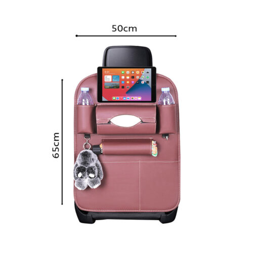 2x PVC Leather Car Back Seat Storage Bag Multi-Pocket Organizer Backseat iPad Mini Holder Coffee - Image 2