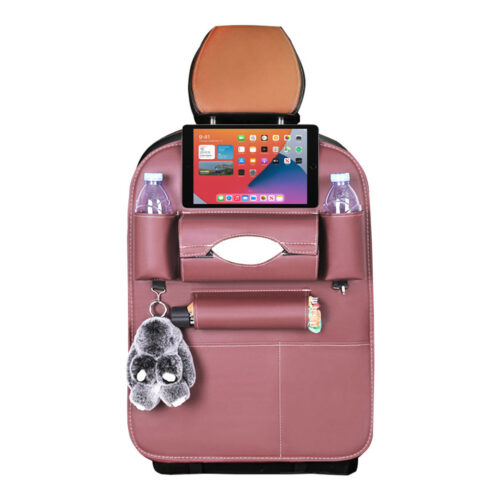 2x PVC Leather Car Back Seat Storage Bag Multi-Pocket Organizer Backseat iPad Mini Holder Coffee - Image 3