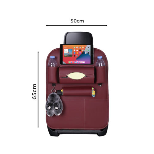 2x PVC Leather Car Back Seat Storage Bag Multi-Pocket Organizer Backseat iPad Mini Holder Red - Image 2