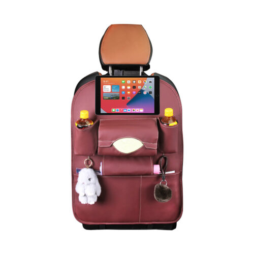 2x PVC Leather Car Back Seat Storage Bag Multi-Pocket Organizer Backseat iPad Mini Holder Red - Image 3