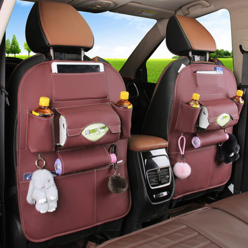 2x PVC Leather Car Back Seat Storage Bag Multi-Pocket Organizer Backseat iPad Mini Holder Red - Image 4