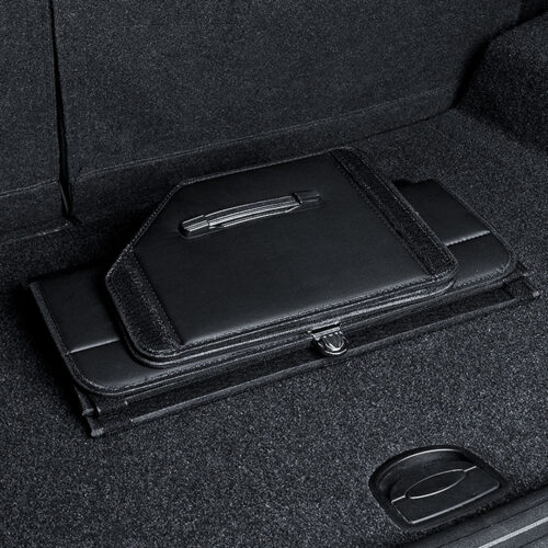 Leather Car Boot Collapsible Folding Cargo Organizer Portable Storage Box with Lock Black Large - Image 4
