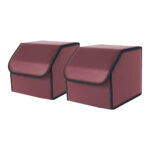 2x Leather Car Boot Collapsible Folding Cargo Organizer Portable Storage Box Red Small