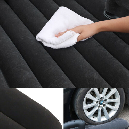 Black Stripe Inflatable Car Mattress Portable Camping Rest Air Bed Travel Compact Sleeping Kits - Image 5