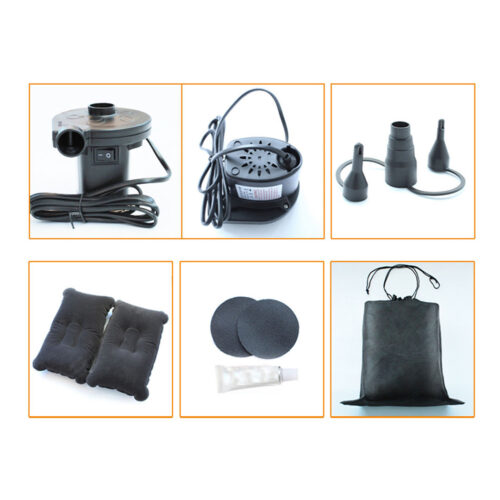 Black Stripe Inflatable Car Mattress Portable Camping Rest Air Bed Travel Compact Sleeping Kits - Image 9