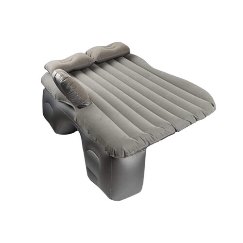 Grey Stripe Inflatable Car Mattress Portable Camping Rest Air Bed Travel Compact Sleeping Kits