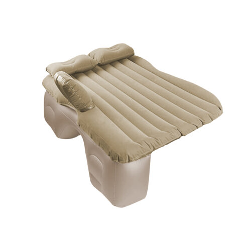 Beige Stripe Inflatable Car Mattress Portable Camping Rest Air Bed Travel Compact Sleeping Kits