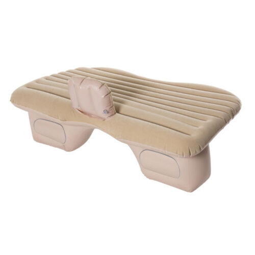 Beige Stripe Inflatable Car Mattress Portable Camping Rest Air Bed Travel Compact Sleeping Kits - Image 8