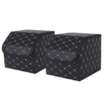 2x Leather Car Boot Collapsible Folding Cargo Organizer Portable Storage Box Black/Gold Stitch Small