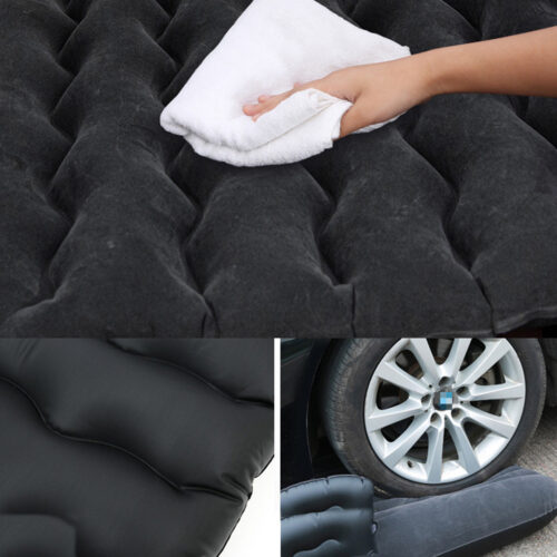 Black Ripple Inflatable Car Mattress Portable Camping Air Bed Travel Sleeping Kits - Image 4