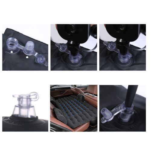 Black Ripple Inflatable Car Mattress Portable Camping Air Bed Travel Sleeping Kits - Image 10