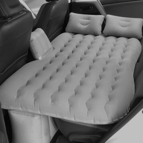 Grey Ripple Inflatable Car Mattress Portable Camping Air Bed Travel Sleeping Kits - Image 4