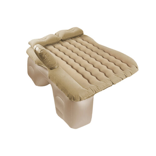 Beige Ripple Inflatable Car Mattress Portable Camping Air Bed Travel Sleeping Kits