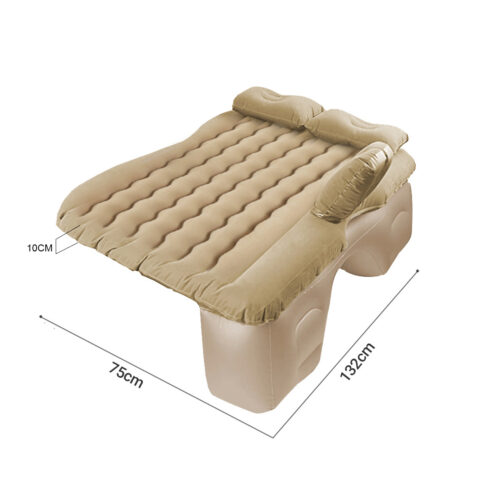 Beige Ripple Inflatable Car Mattress Portable Camping Air Bed Travel Sleeping Kits - Image 6