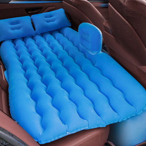 Blue Ripple Inflatable Car Mattress Portable Camping Air Bed Travel Sleeping Kits - Image 2