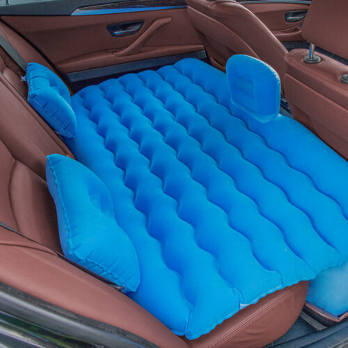 Blue Ripple Inflatable Car Mattress Portable Camping Air Bed Travel Sleeping Kits - Image 5