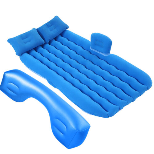 Blue Ripple Inflatable Car Mattress Portable Camping Air Bed Travel Sleeping Kits - Image 9