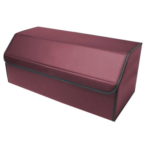 2x Leather Car Boot Collapsible Folding Cargo Organizer Portable Storage Box Red Medium - Image 3