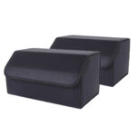 2x Leather Car Boot Collapsible Folding Cargo Organizer Portable Storage Box Black Large