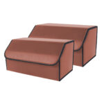 2x Leather Car Boot Collapsible Folding Cargo Organizer Portable Storage Box Coffee Large