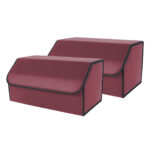 2x Leather Car Boot Collapsible Folding Cargo Organizer Portable Storage Box Red Large