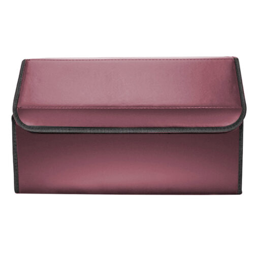 2x Leather Car Boot Collapsible Folding Cargo Organizer Portable Storage Box Red Large - Image 4