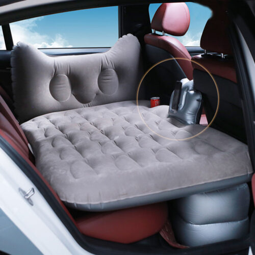 Grey Honeycomb Inflatable Car Mattress Portable Camping Air Bed Travel Sleeping Kits - Image 5