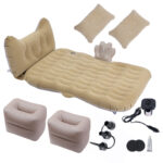 Beige Honeycomb Inflatable Car Mattress Portable Camping Air Bed Travel Sleeping Kits