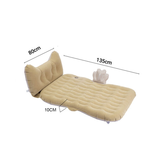 Beige Honeycomb Inflatable Car Mattress Portable Camping Air Bed Travel Sleeping Kits - Image 5