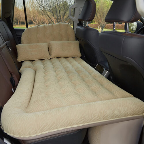 Beige Inflatable Car Boot Mattress Portable Camping Air Bed Travel Sleepings - Image 7