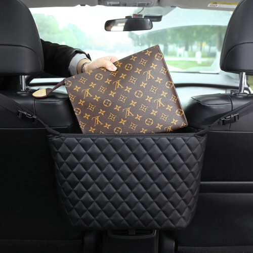 4x Black Leather Car Storage Portable Hanging Organizer Backseat Multi-Purpose Interior Accessories Bag - Image 4