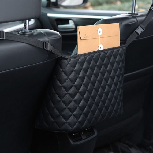 4x Black Leather Car Storage Portable Hanging Organizer Backseat Multi-Purpose Interior Accessories Bag - Image 5