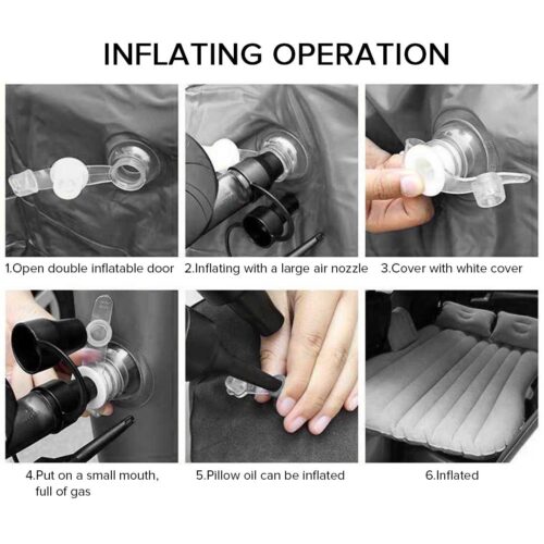 Portable Camping Car Set Inflatable Air Bed Mattress Storage Organizer Handheld Vacuum Blue - Image 8