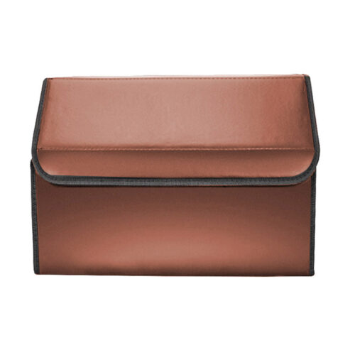 4x Leather Car Boot Collapsible Folding Cargo Organizer Portable Storage Box Coffee Small - Image 4